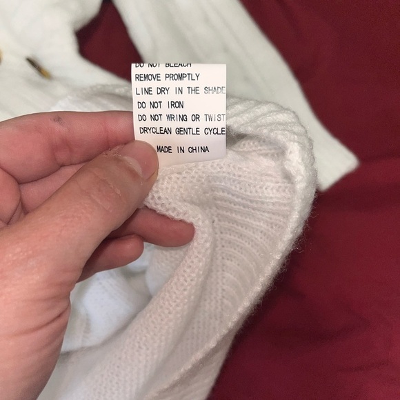 White Cable Knit Sweater with Button Accents - Picture 9 of 9